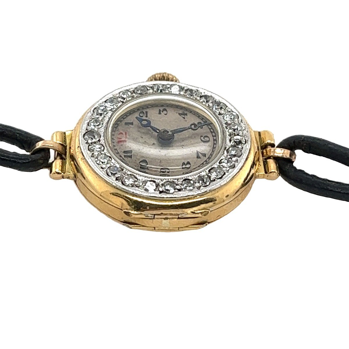 18k Yellow Gold Women's Watch With 0.40 Ct Natural Rose Cut Diamonds-photo-2