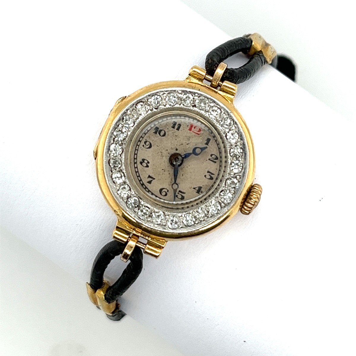 18k Yellow Gold Women's Watch With 0.40 Ct Natural Rose Cut Diamonds-photo-6