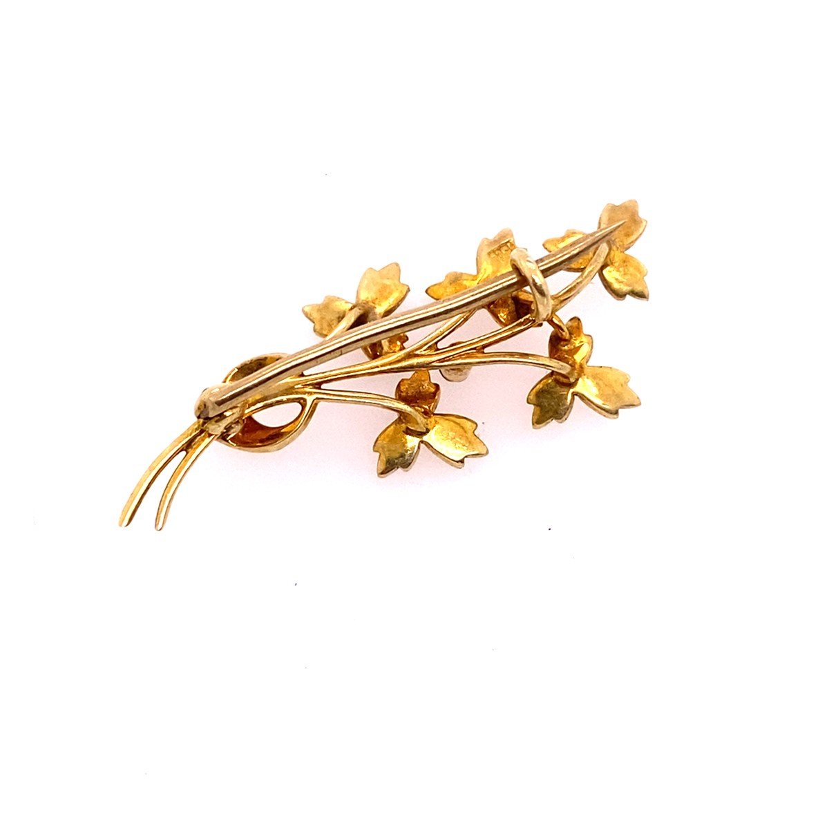 Antique 15k Gold Seed Pearl Spray Brooch-photo-2