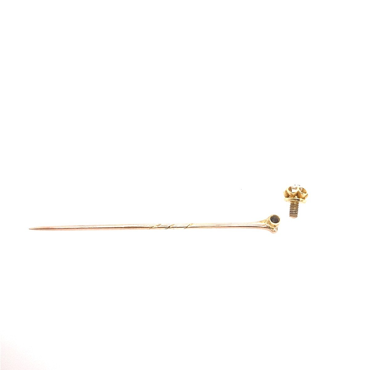 Antique 18k Gold Detachable Head Pin Set With Victorian Cut Diamond -photo-2