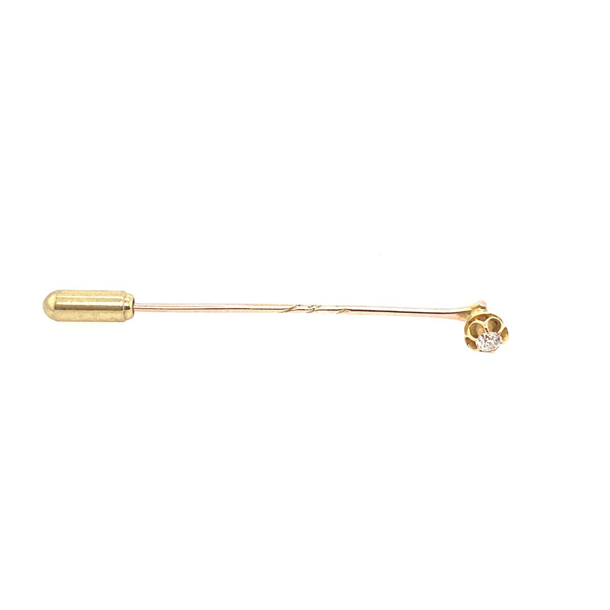 Antique 18k Gold Detachable Head Pin Set With Victorian Cut Diamond 