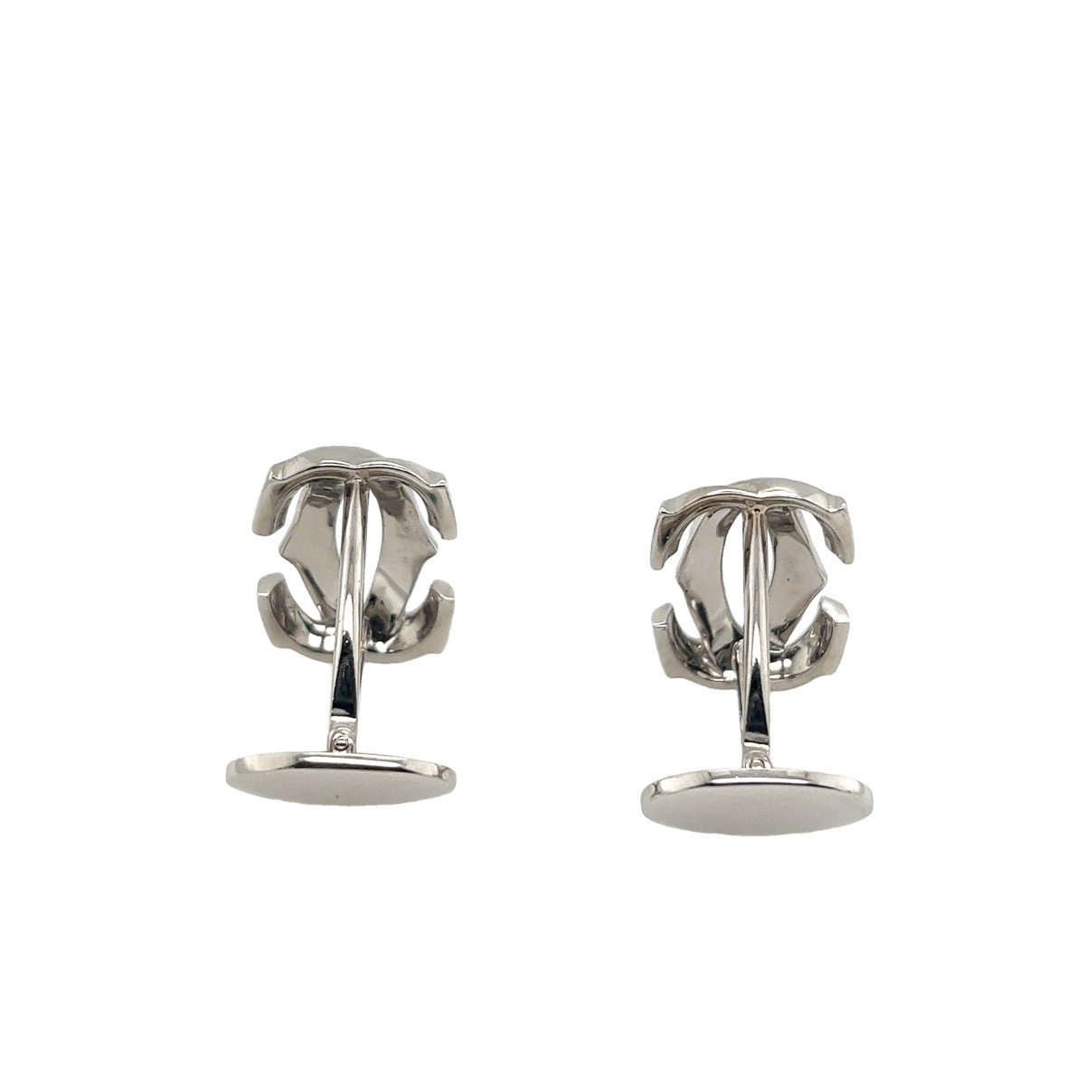 Cartier Penelope Logo Pivoting Back Vintage Cufflinks In 18k White Gold-photo-1