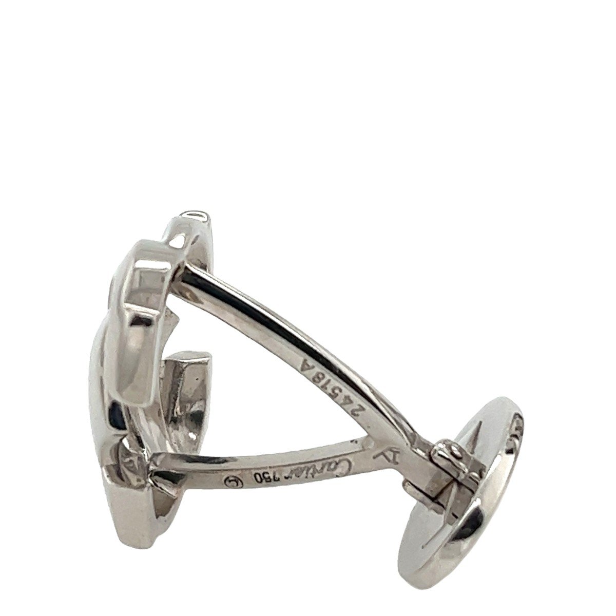 Cartier Penelope Logo Pivoting Back Vintage Cufflinks In 18k White Gold-photo-2