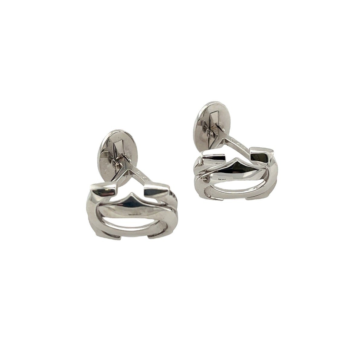 Cartier Penelope Logo Pivotant Retour Vintage Boutons De Manchette En Or Blanc 18 Carats-photo-5