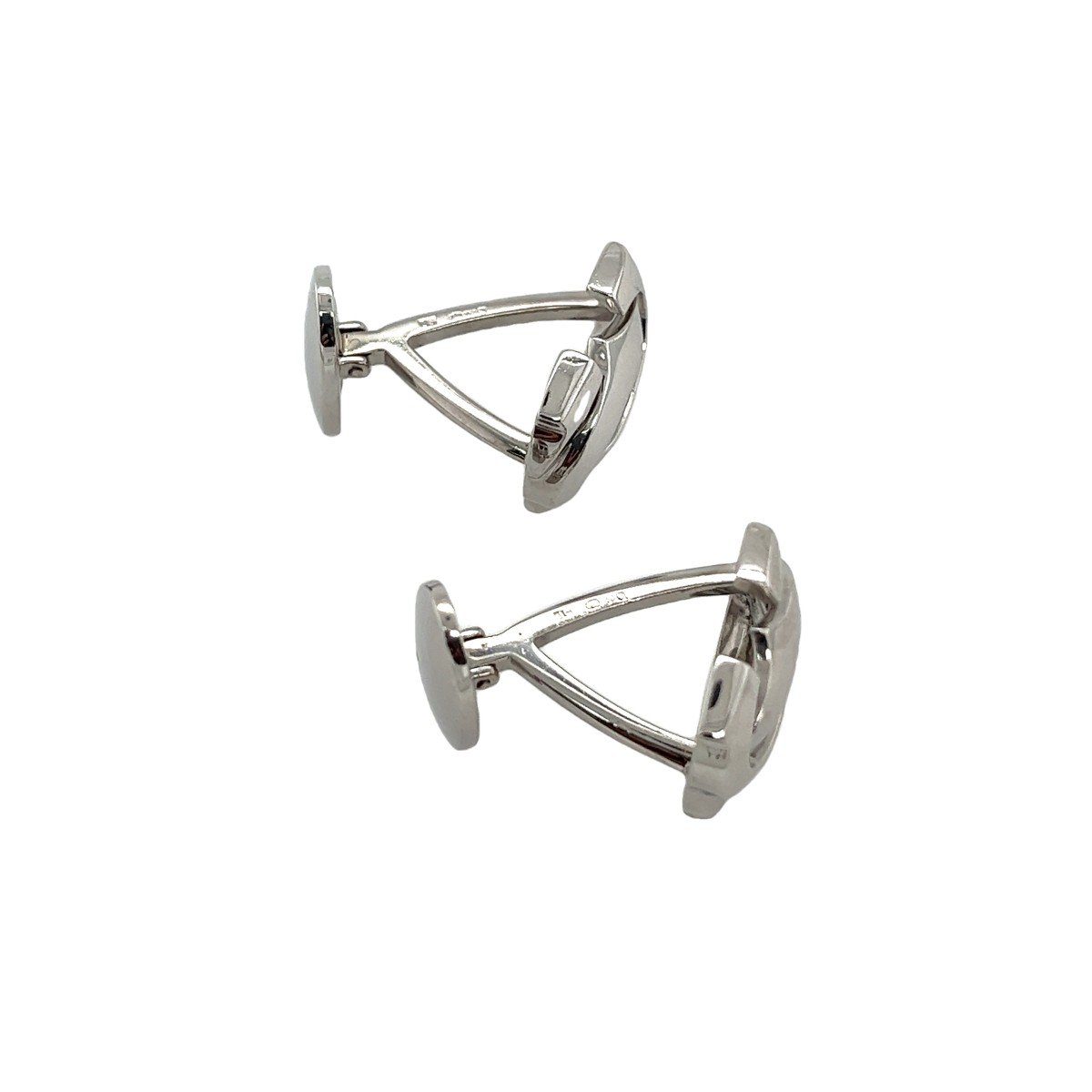 Cartier Penelope Logo Pivoting Back Vintage Cufflinks In 18k White Gold-photo-6