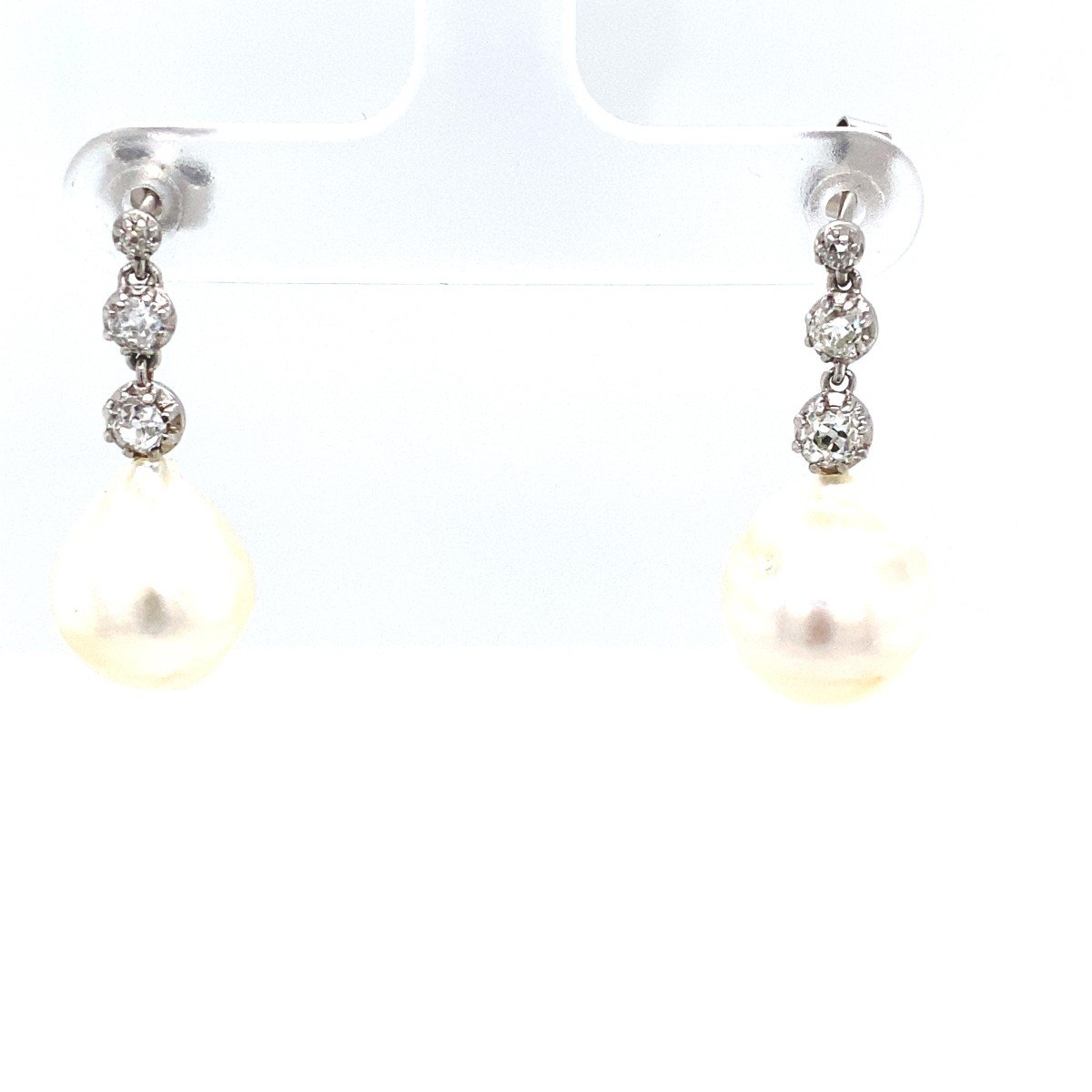 Victorian Cut Diamond Drop Earrings Set With 0.30 Ct Diamonds -photo-2