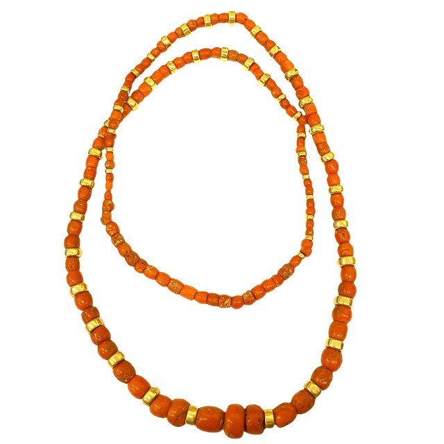 Coral Necklaces With 14k Gold Beads Spaced Between Every 2 Corals-photo-2