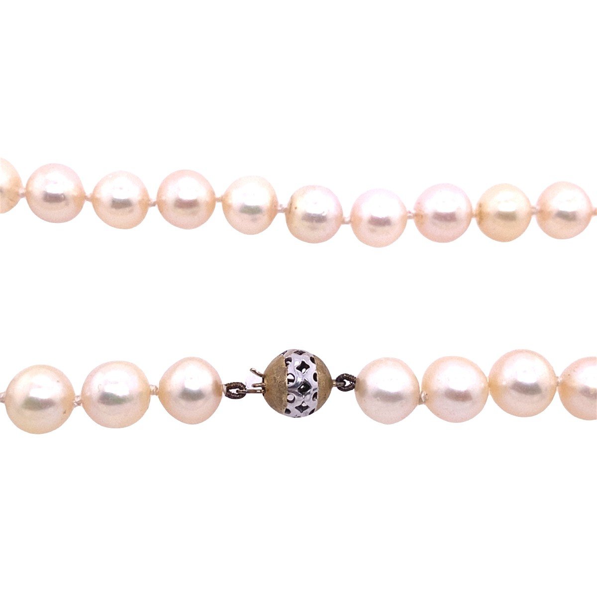 Freshwater Cultured Pearl Necklace, 8/8mm Pearls, With Yellow And 14k Gold Clasp-photo-2