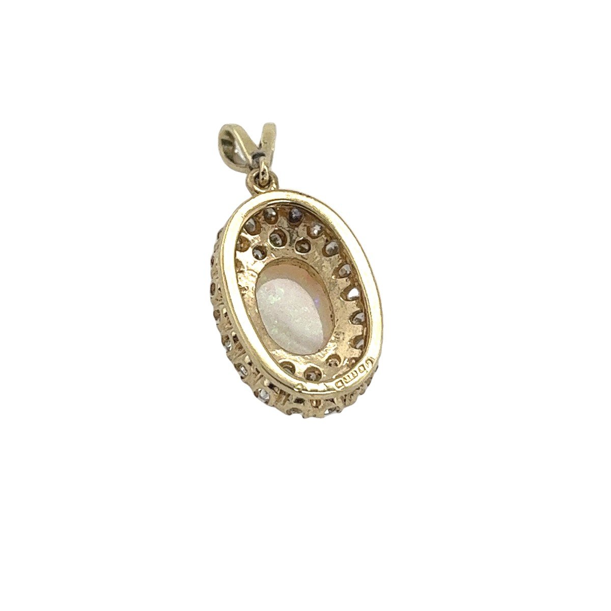 9ct Yellow Gold Opal And Diamond Pendant Suspended From A 9ct Yellow Gold Chain-photo-2