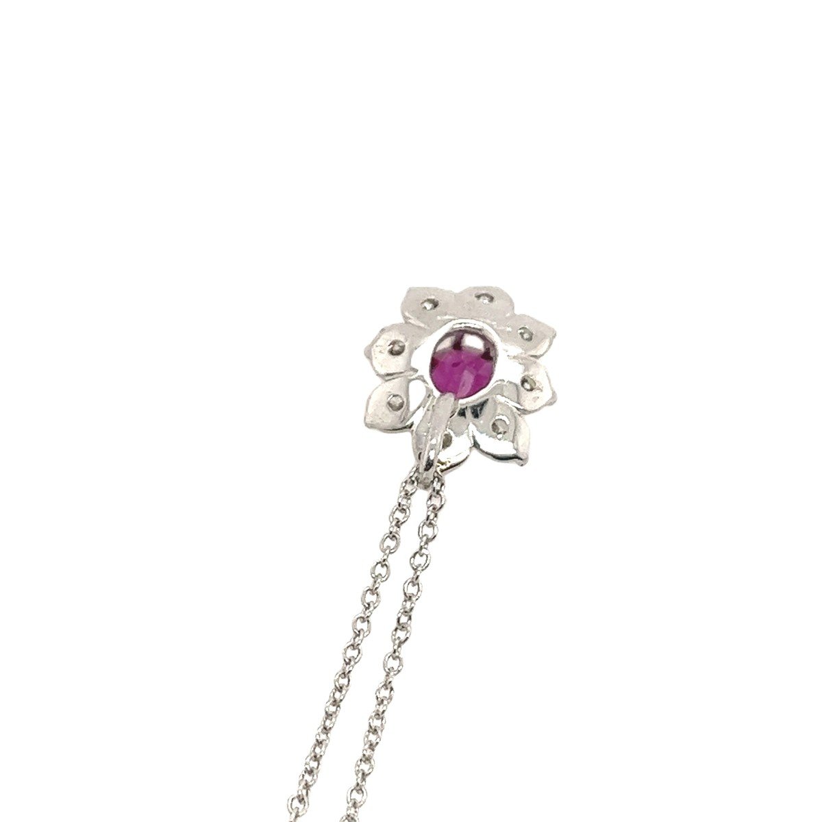 Pendentif Grappe De Rubis Et De Diamants Serti En Or Blanc 18 Carats-photo-3