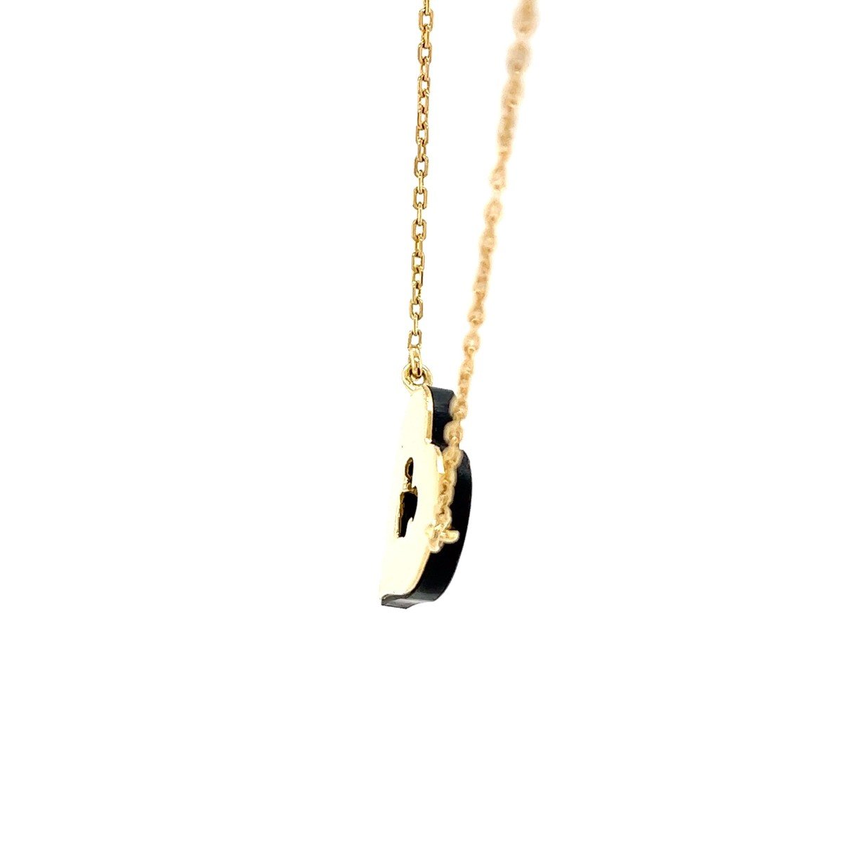 Elegant Heart Shaped Pendant With Black Onyx And Diamonds In 18k Yellow Gold-photo-4