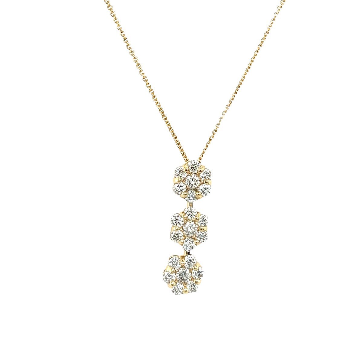 14k Yellow Gold Diamond Cluster Pendant Set With 0.60ct G/vs Diamonds-photo-2