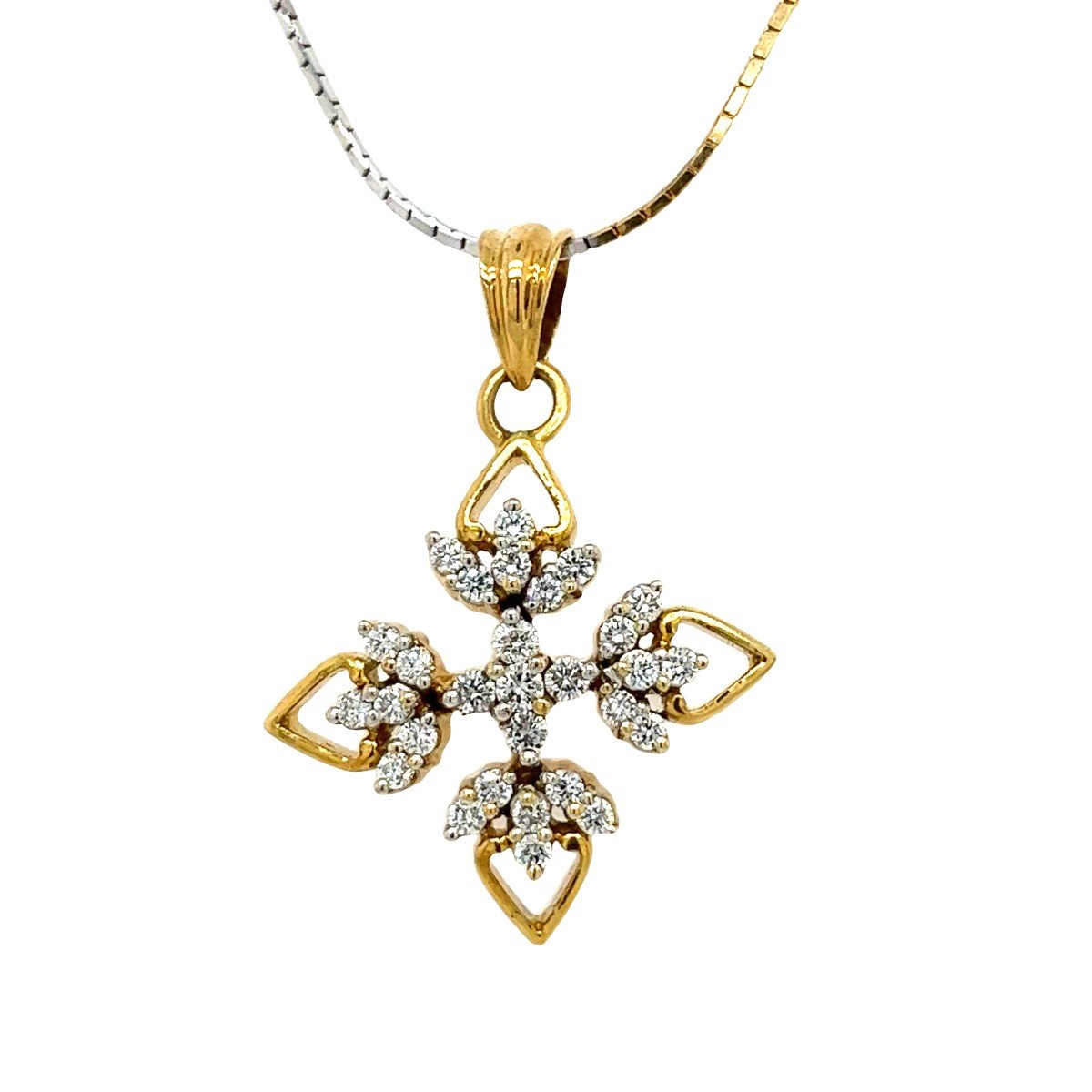 0.44 Carat Diamond Pendant Set In 18k Yellow And White Gold-photo-2