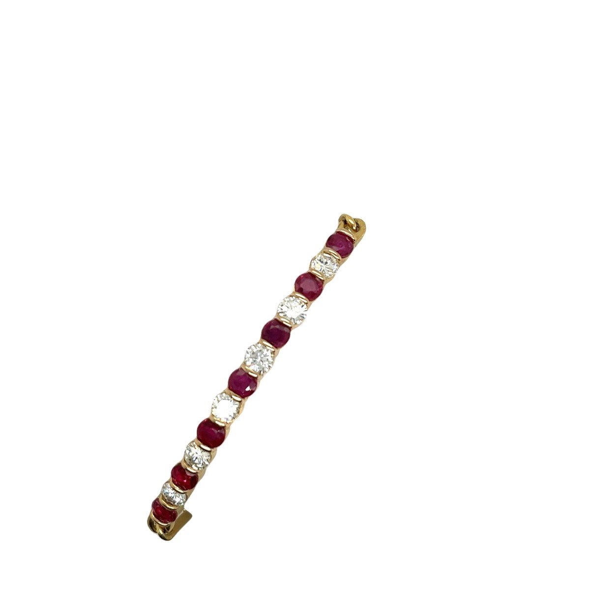 Bracelet Rubis Et Diamants En Or Jaune 18 Carats, Serti De Diamants 1,50 Ct Et De Rubis 1,75 Ct-photo-6