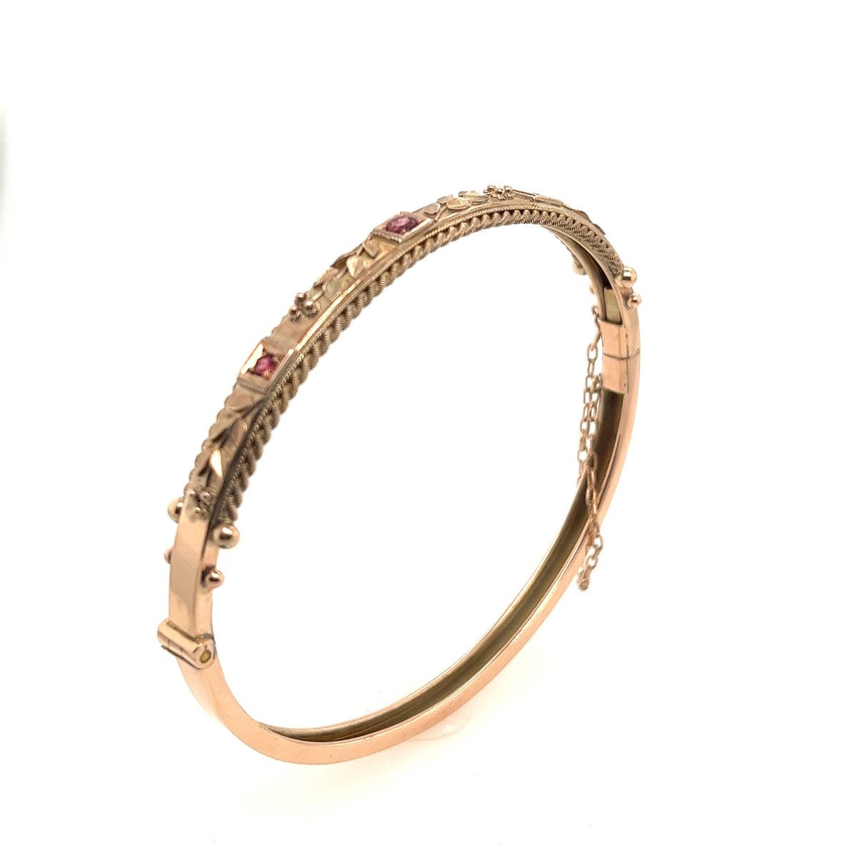 9 Carat Rose Gold Natural Ruby Bangle Bracelet