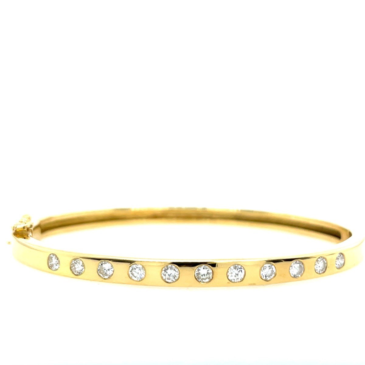 Bracelet Jonc En Or Jaune 18 Carats, Serti De Diamants Naturels De 0,75 Carat