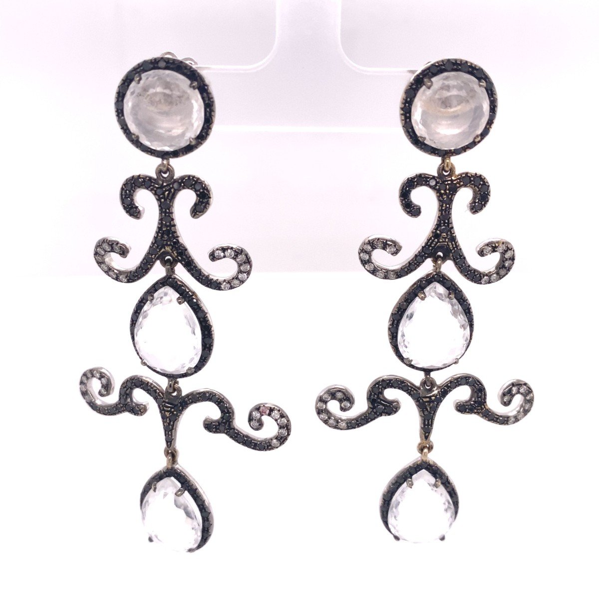 Boucles d'Oreilles Pendantes En Or Blanc 18 Carats De Qualité Supérieure Avec 4,40 Carats De Di