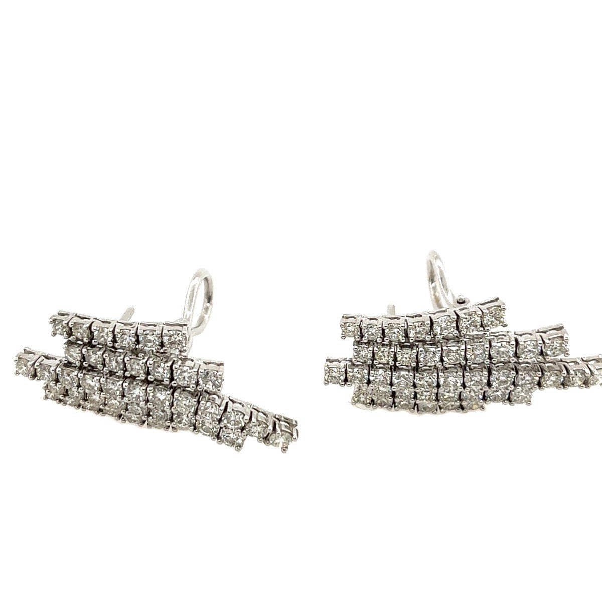 18k White Gold Drop Earrings Set With 3.50ct Natural Round Diamonds-photo-1