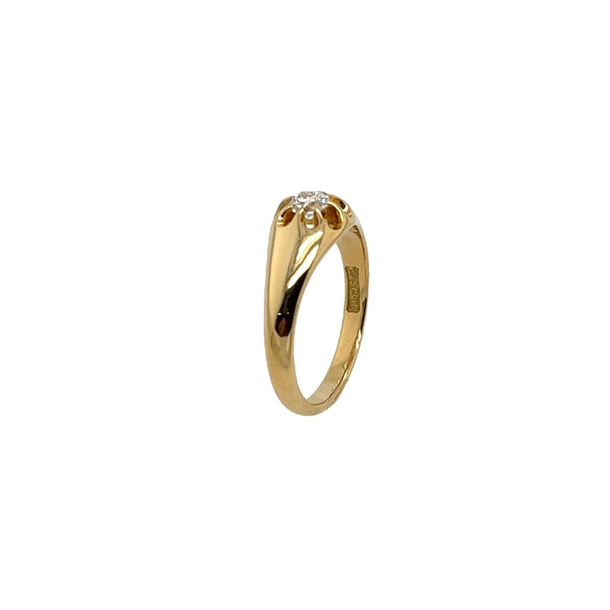 18k Yellow Gold Signet Ring Set With A 0.20 Carat Old Cut Diamond-photo-3