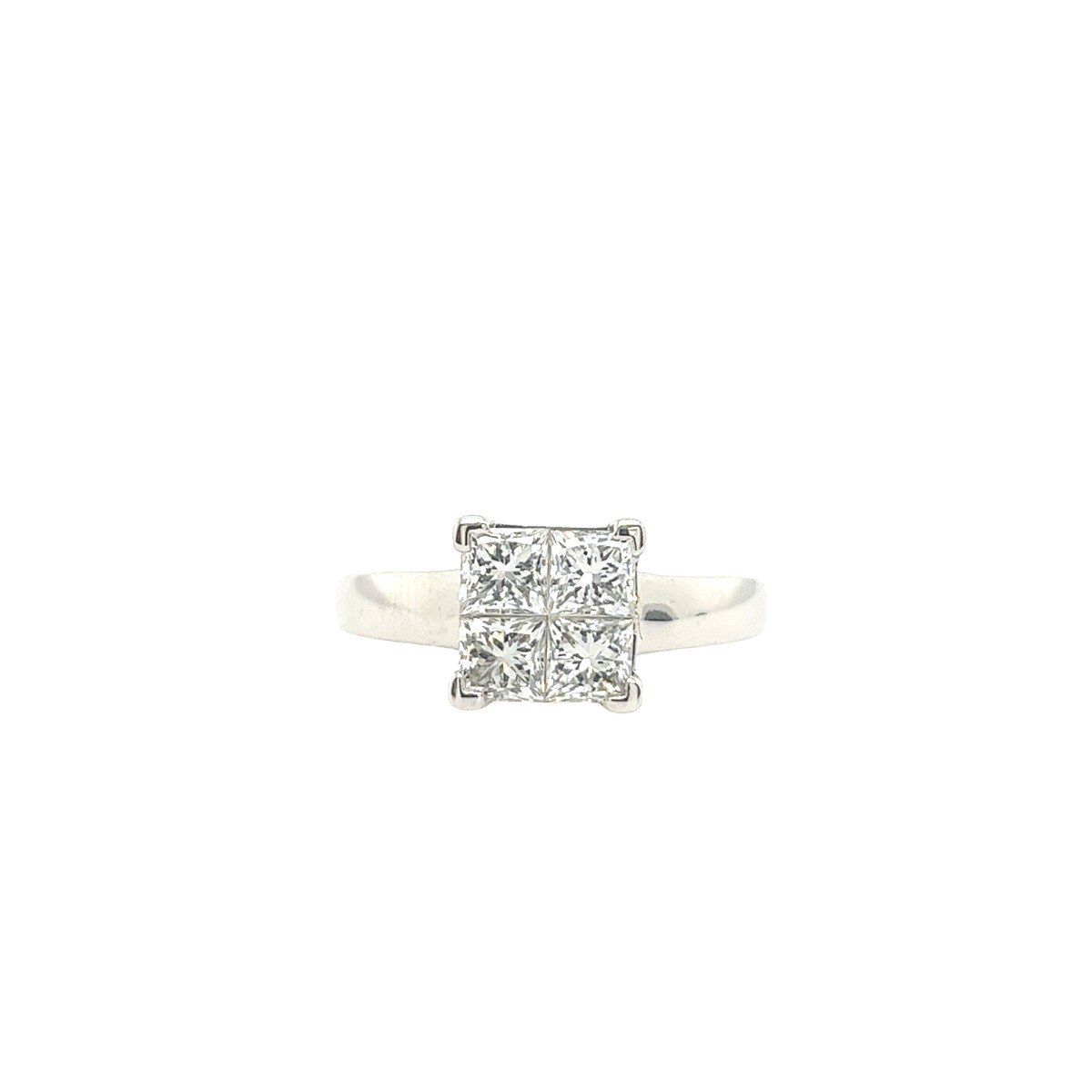 4 Stone Diamond Ring Set With 1.50 Ct Natural Diamonds Set In 18k White Gold-photo-3