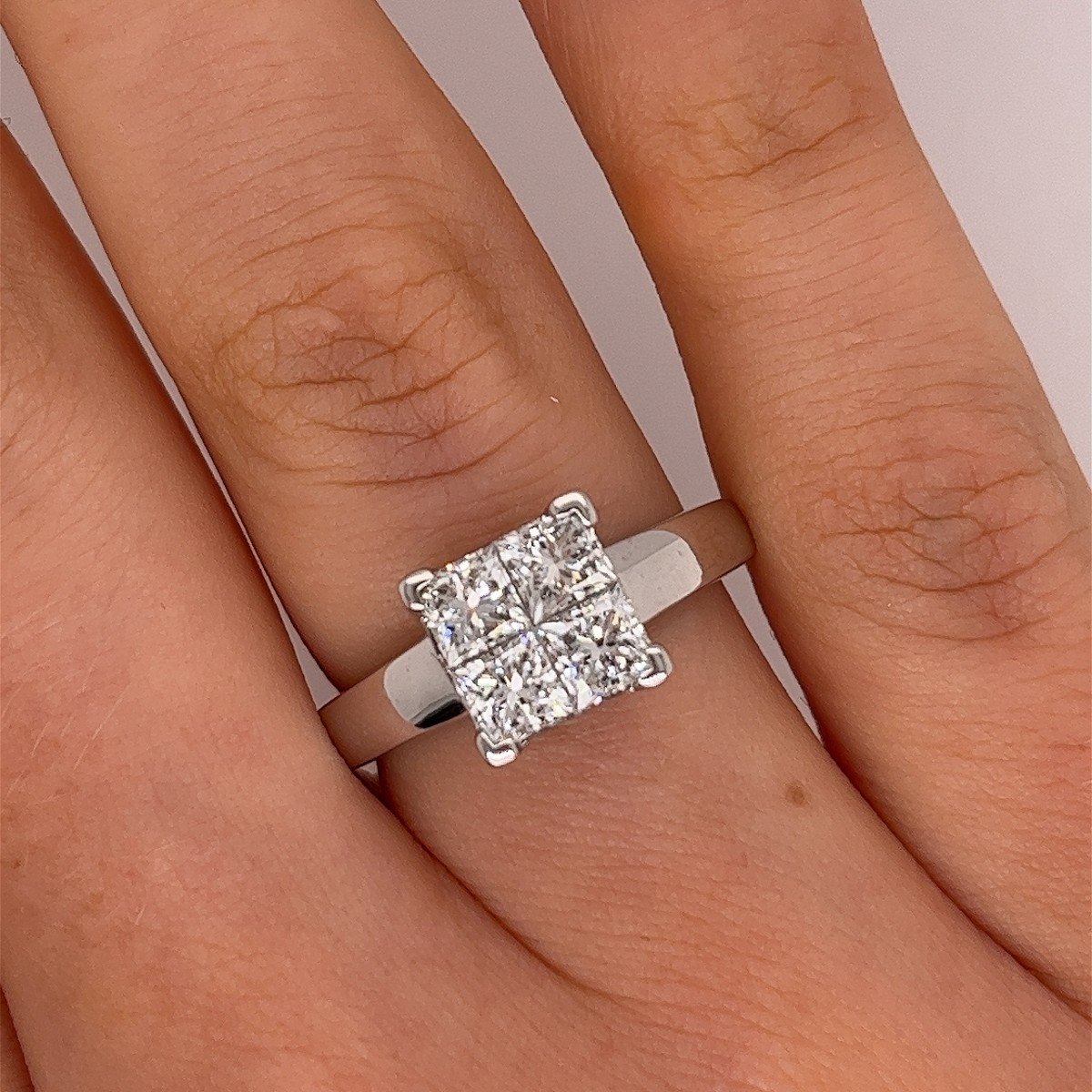 4 Stone Diamond Ring Set With 1.50 Ct Natural Diamonds Set In 18k White Gold-photo-5