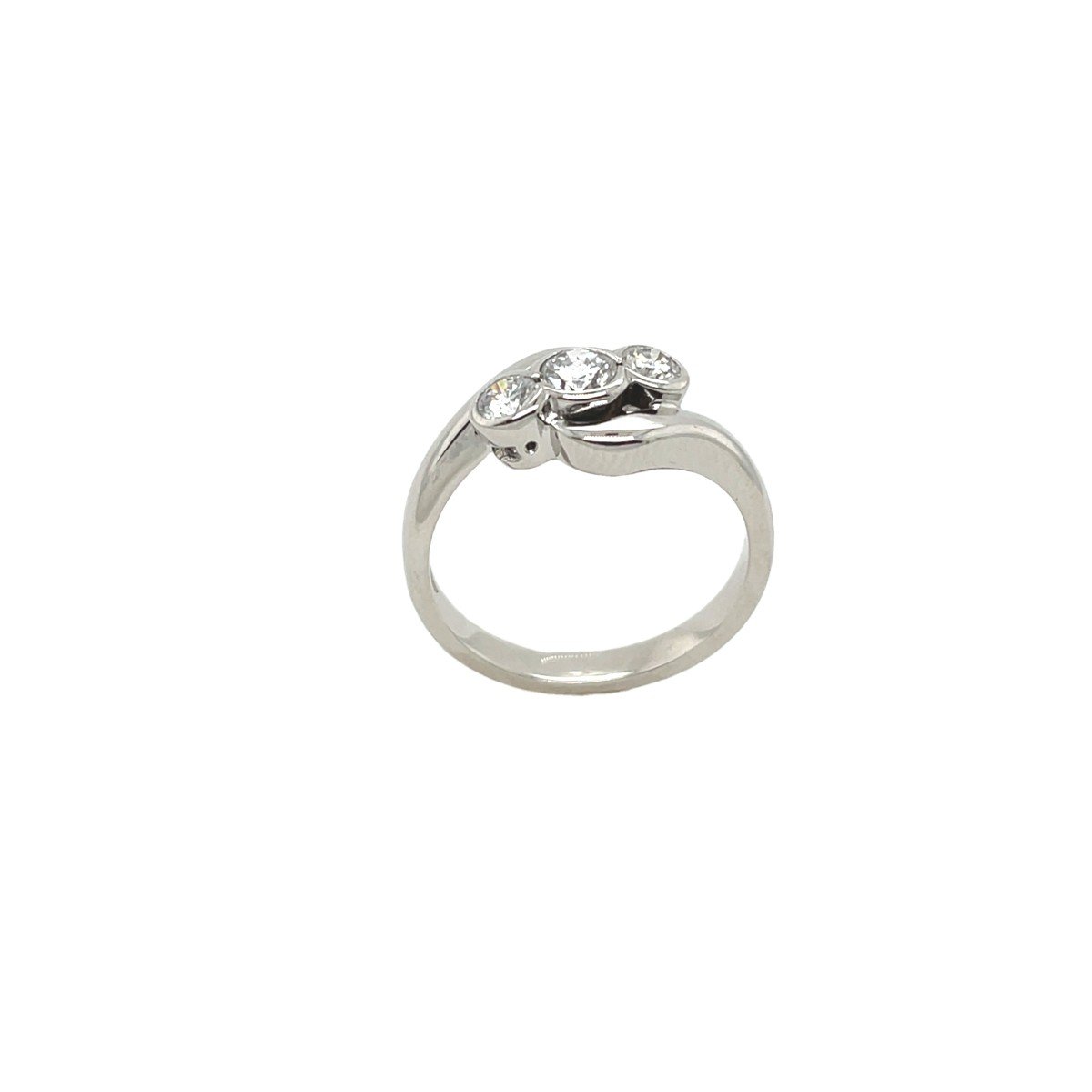 18k White Gold 3 Stone Ring Set With 0.51 Carat Natural Diamonds-photo-2