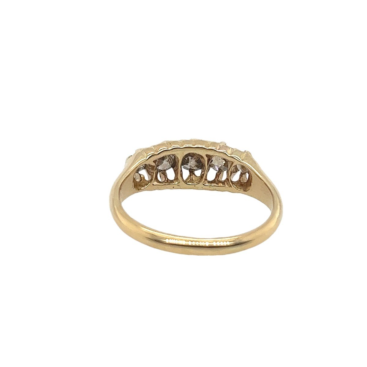 1950s 18k Yellow Gold Diamond 5 Stone Ring-photo-2