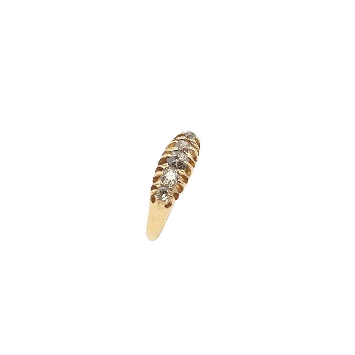 1950s 18k Yellow Gold Diamond 5 Stone Ring-photo-1