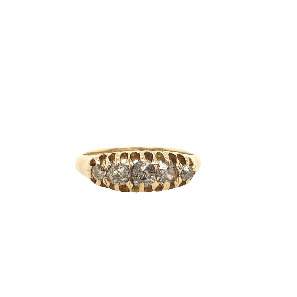 1950s 18k Yellow Gold Diamond 5 Stone Ring