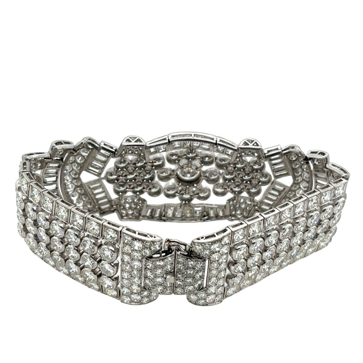 Bracelet Diamant Art Déco 30,2 Ct Serti En Platine-photo-2