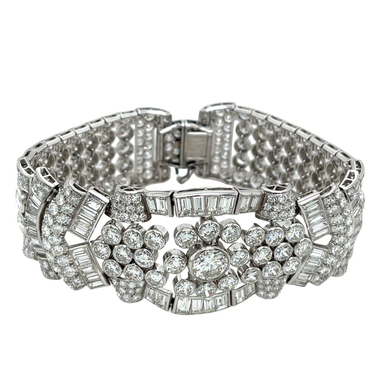 Bracelet Diamant Art Déco 30,2 Ct Serti En Platine-photo-3