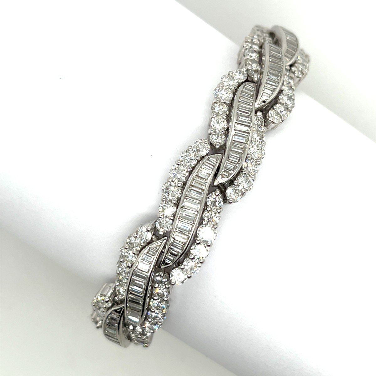 12.0 Ct Art Deco Diamond Bracelet Set In Platinum-photo-4