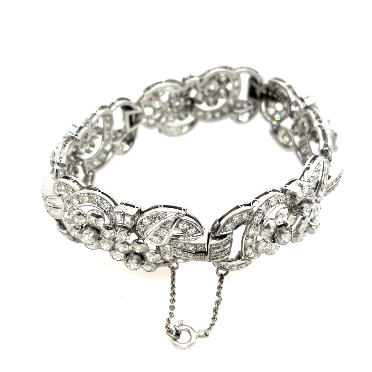 Bracelet Diamant Art Déco 8,10 Ct Serti En Platine-photo-2