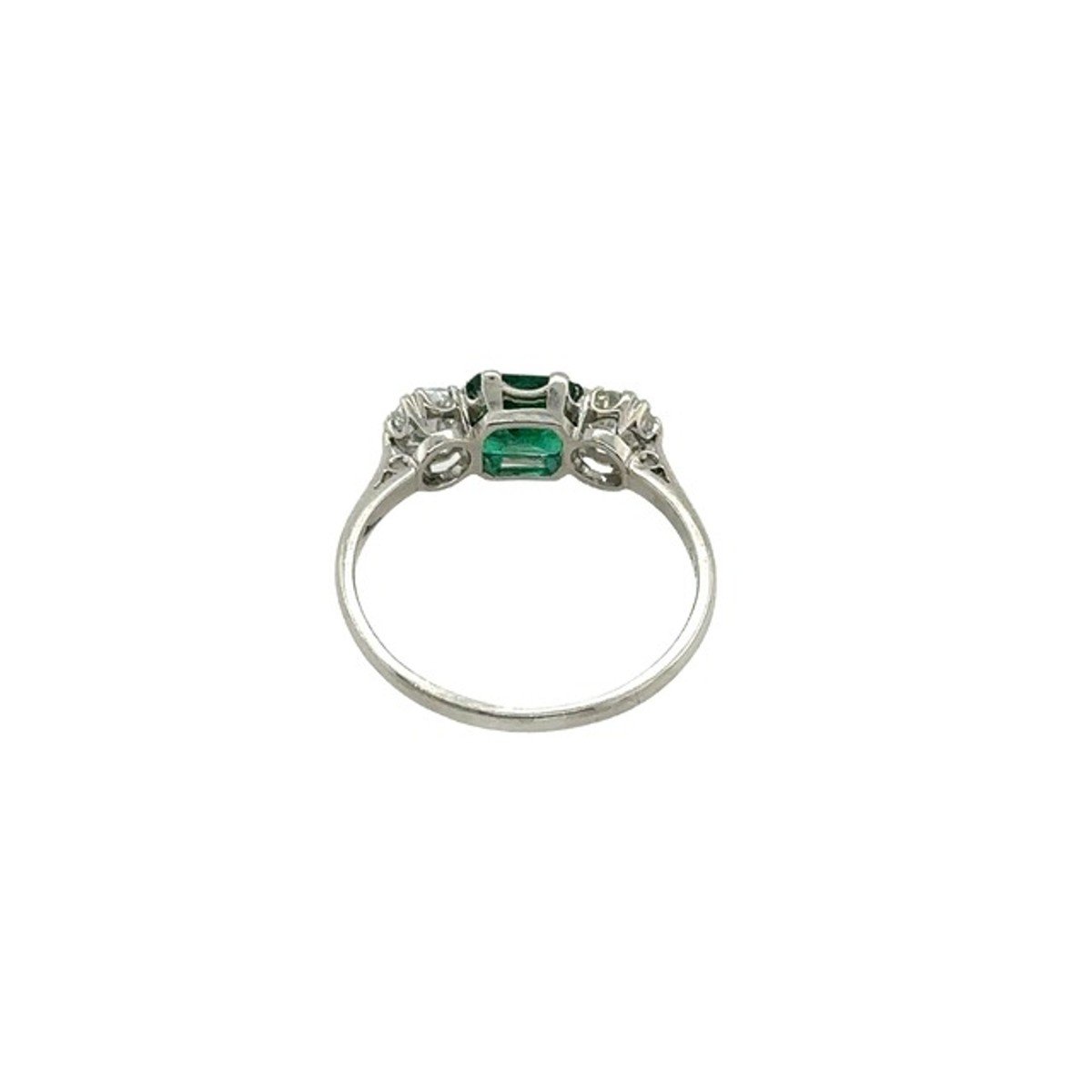 1.0 Ct Vintage Platinum Square Natural Emerald With 0.33 Ct Matching Diamonds-photo-4