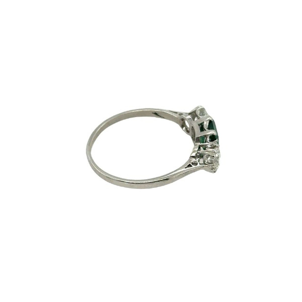 émeraude Naturelle Carrée Vintage Platine De 1,0 Ct Avec Diamants Assortis De 0,33 Ct-photo-5