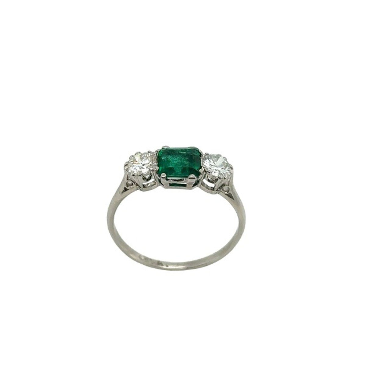 1.0 Ct Vintage Platinum Square Natural Emerald With 0.33 Ct Matching Diamonds-photo-7