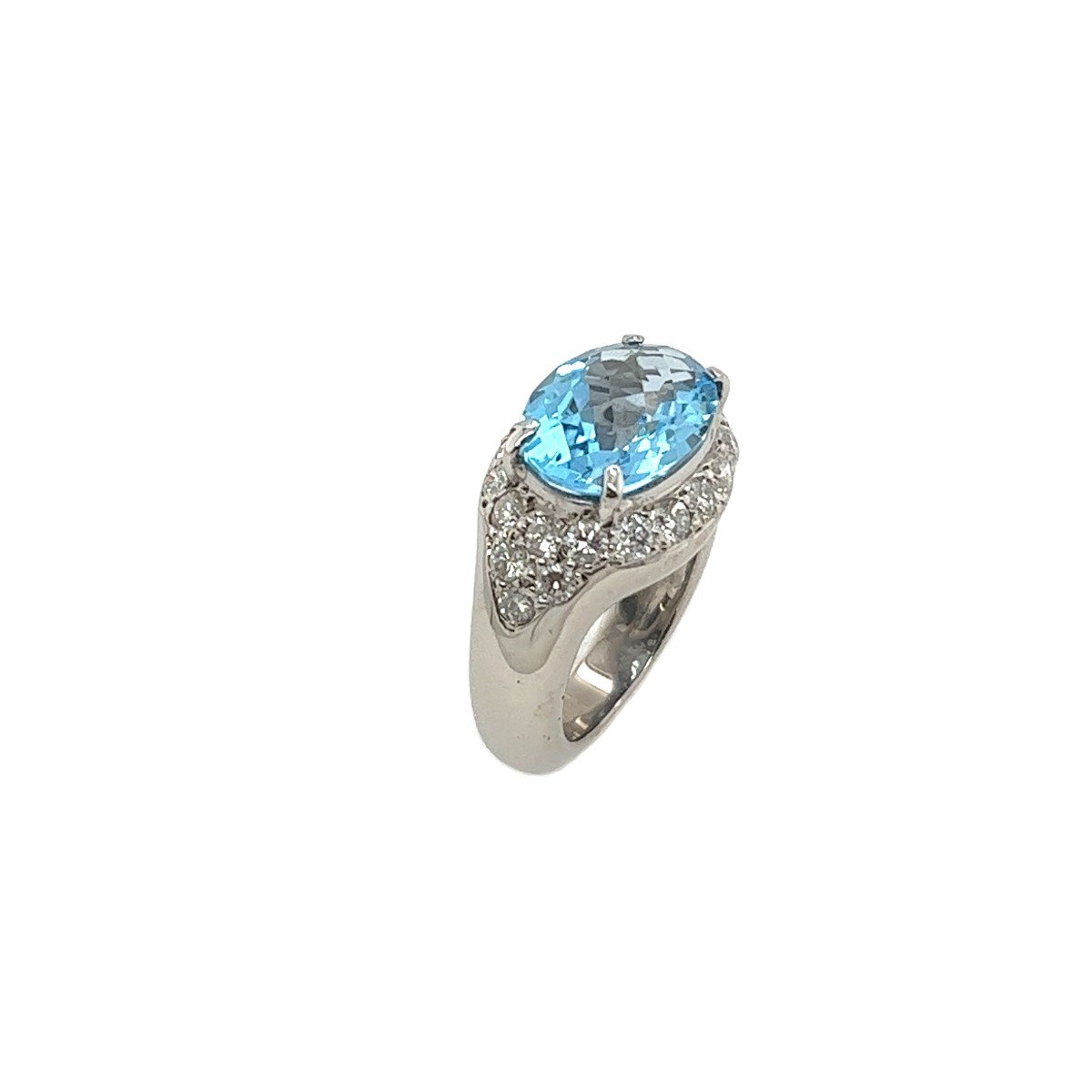 Bague En Or Blanc 18 Carats Avec Tanzanite Et Diamants Sertie De Diamants Naturels De 0,80 Cara-photo-2