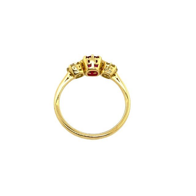 Premium Quality 18k Yellow Gold Ring, 0.75ct Ruby & Victorian Cut Diamond -photo-4