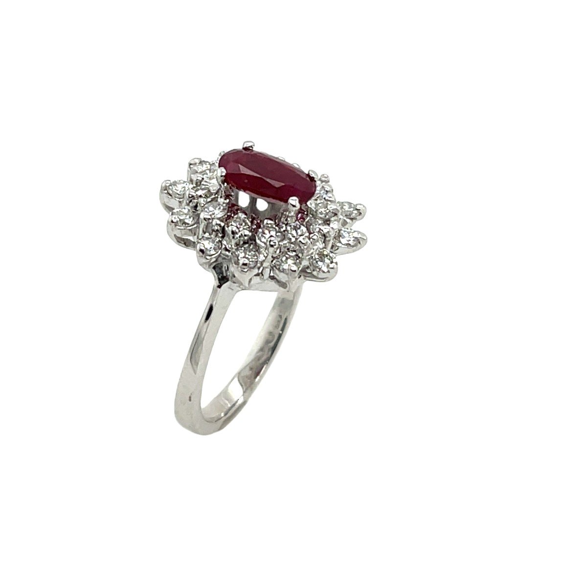 Bague En Grappe De Rubis Et De Diamants De 1,35 Ct, Sertie Sur Or Blanc 18 Carats-photo-2