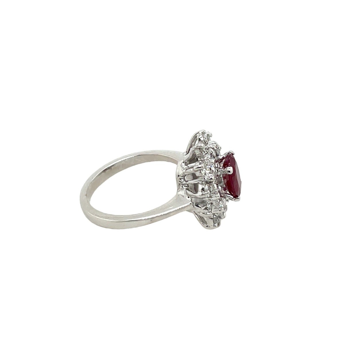 Bague En Grappe De Rubis Et De Diamants De 1,35 Ct, Sertie Sur Or Blanc 18 Carats-photo-2