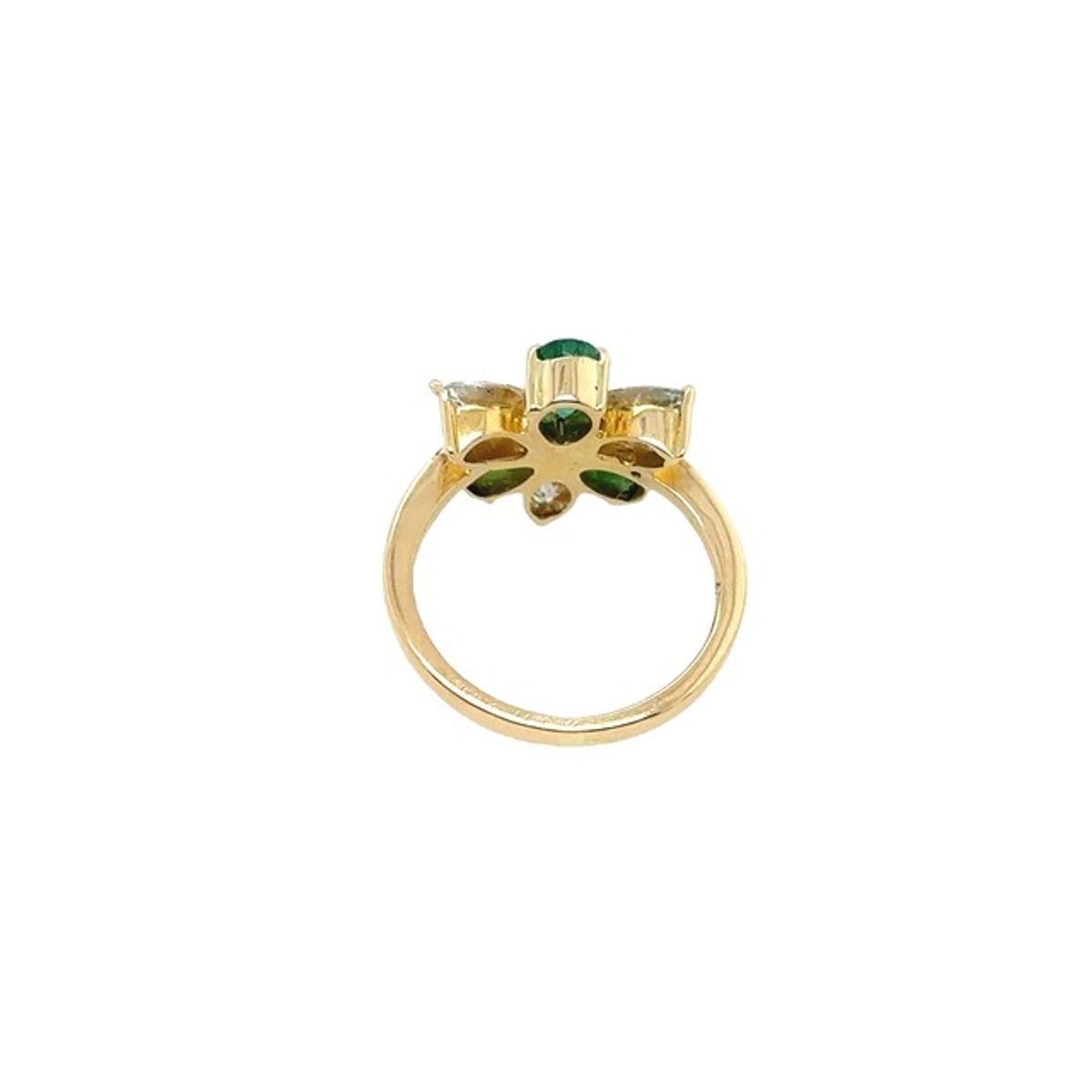 6 Stone Ring In 18k Yellow Gold With 3 Marquise Diamonds And 3 Pear Shaped Emeralds-photo-4