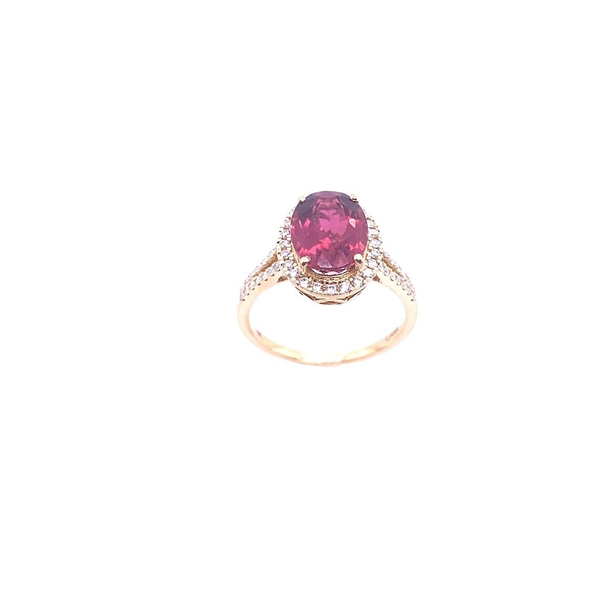  3.0 Carat Natural Rubellite Ring, Top Quality, Set In 18k Yellow Gold-photo-2