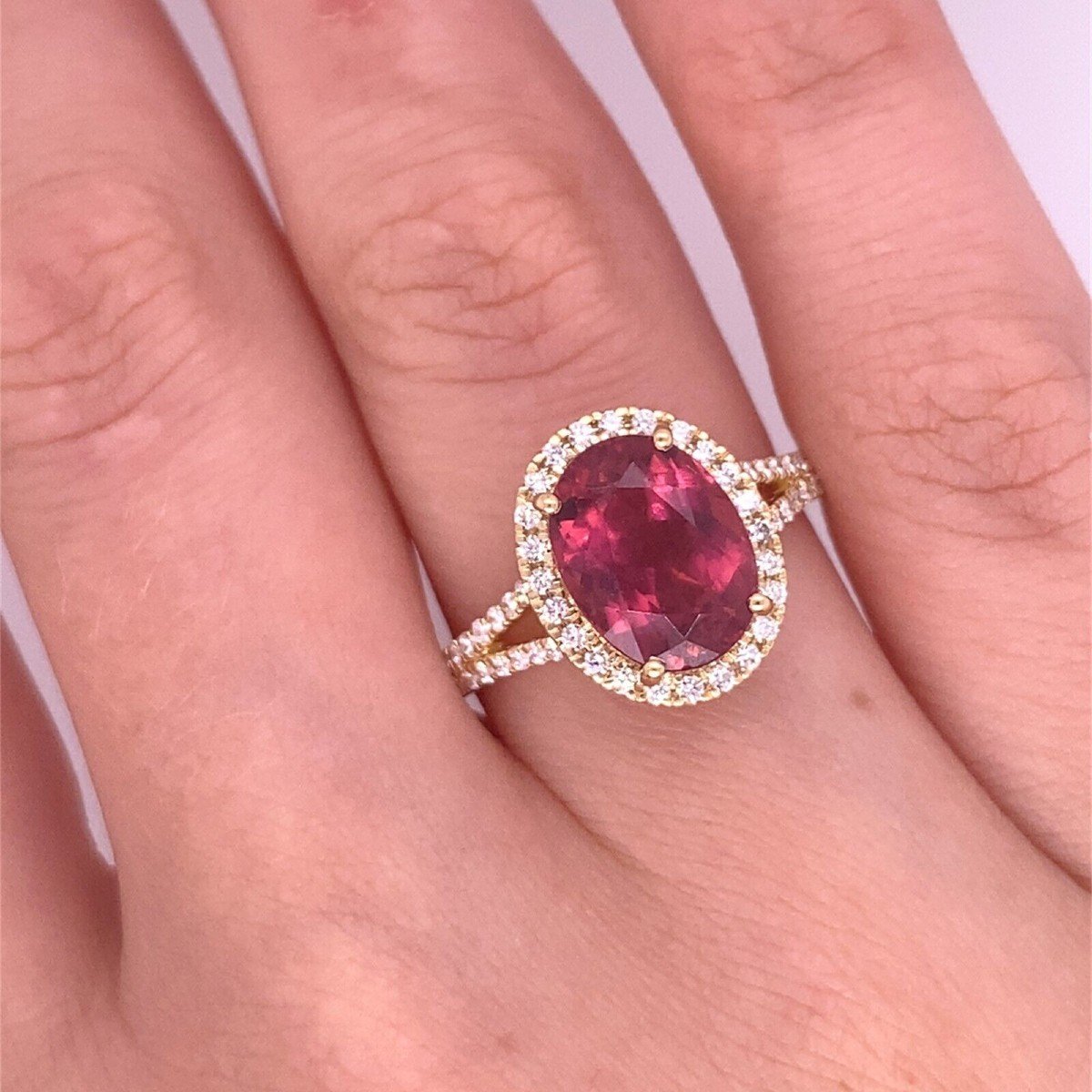  3.0 Carat Natural Rubellite Ring, Top Quality, Set In 18k Yellow Gold-photo-1