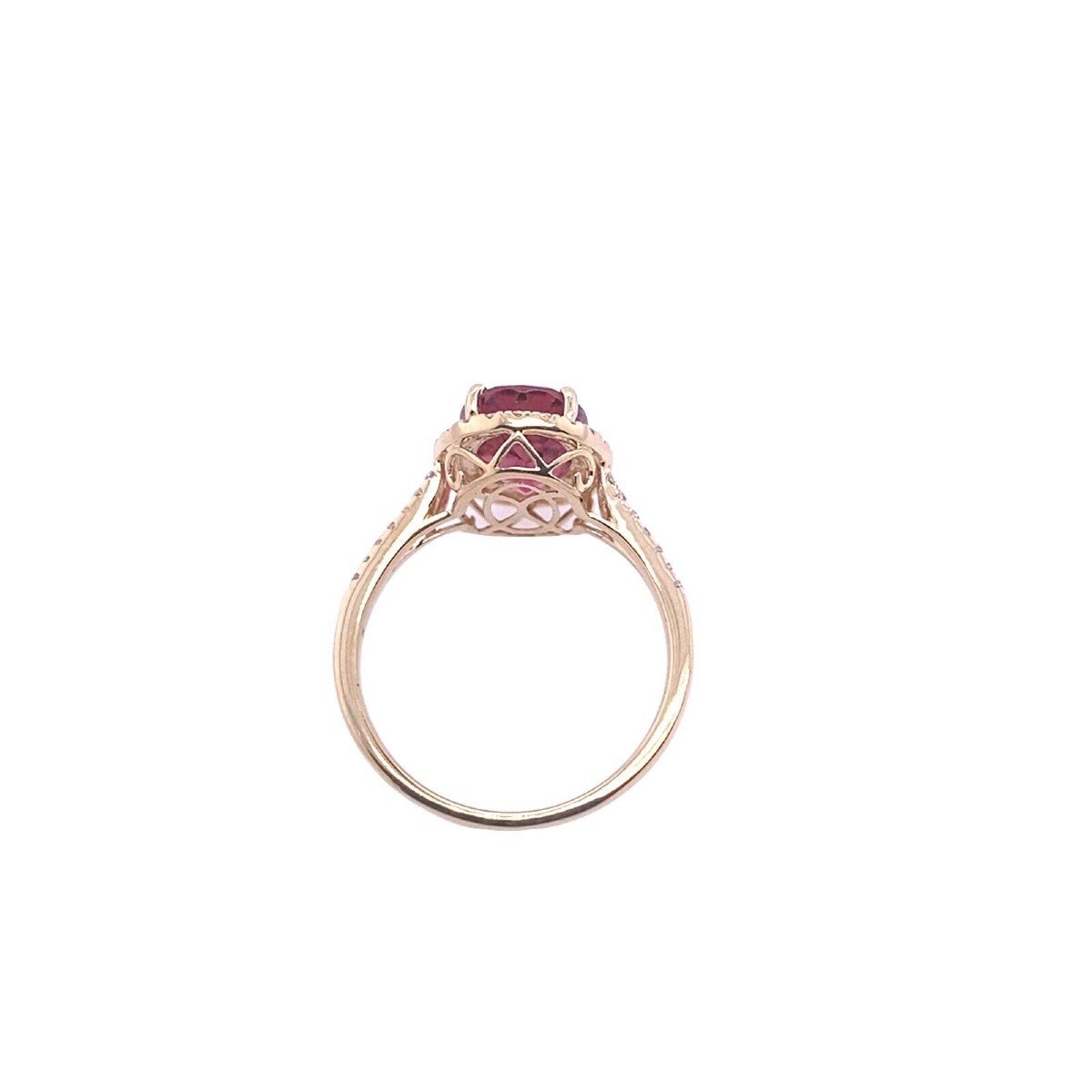  3.0 Carat Natural Rubellite Ring, Top Quality, Set In 18k Yellow Gold-photo-2