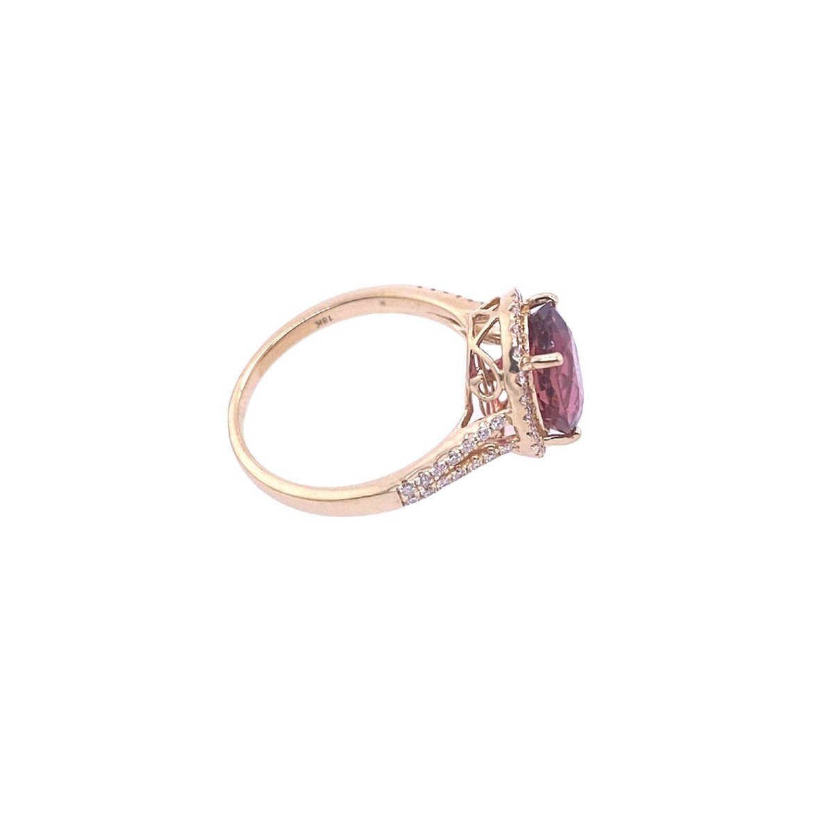  3.0 Carat Natural Rubellite Ring, Top Quality, Set In 18k Yellow Gold-photo-3