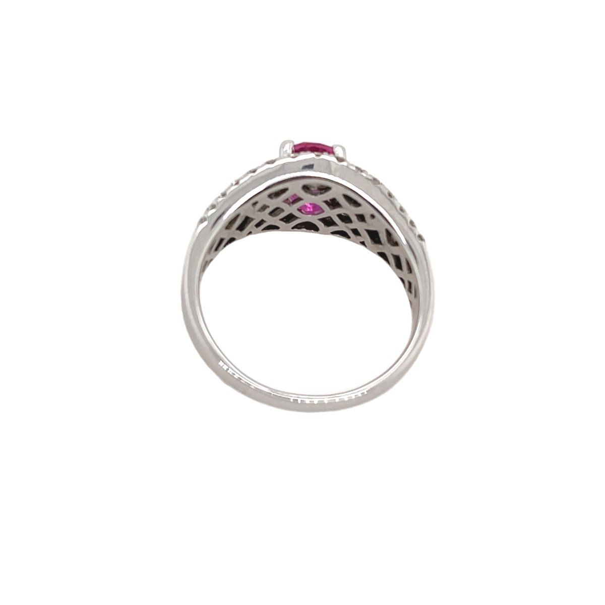 Bague Tourmaline Rose Et Diamant Sertie D’or Blanc 18 Carats-photo-2