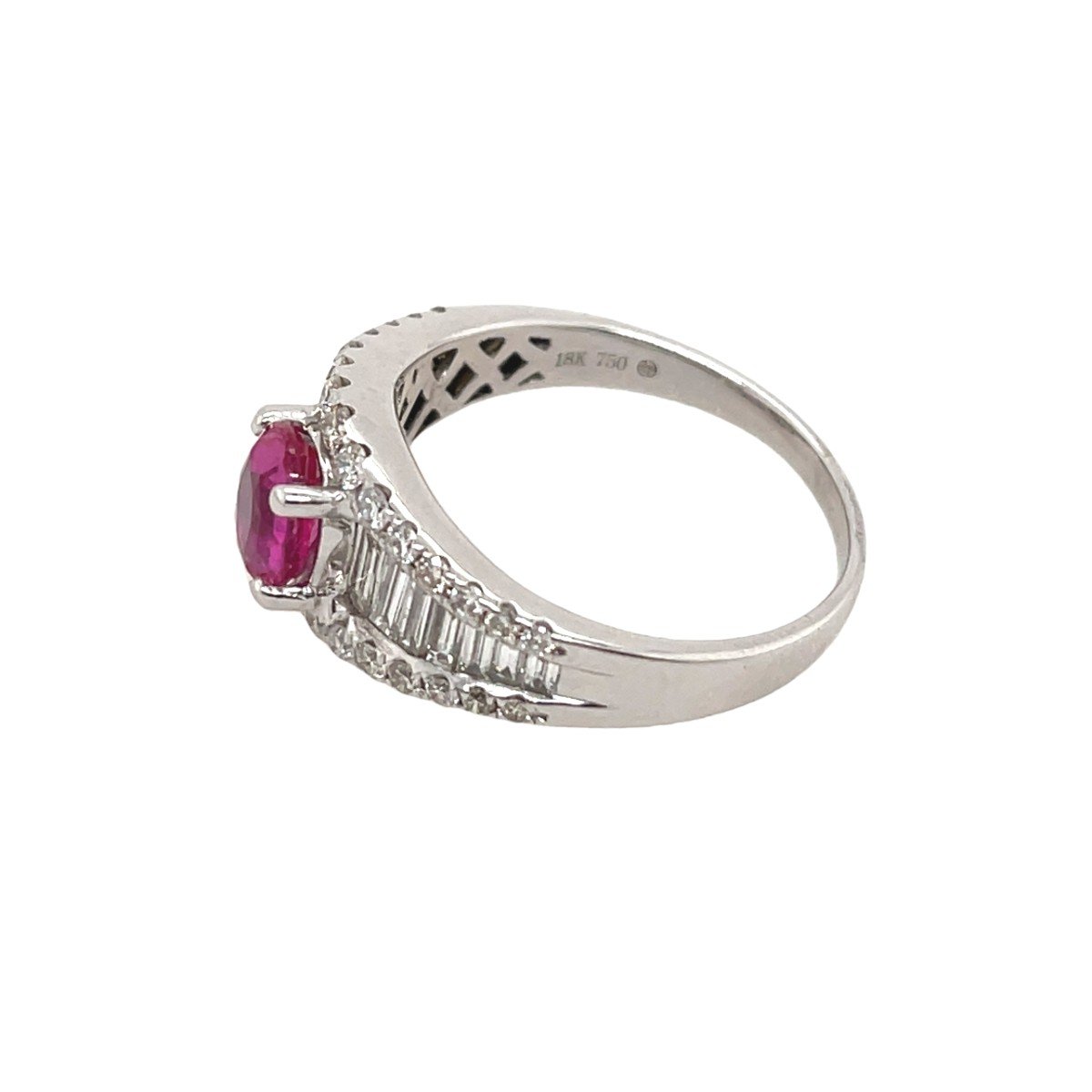 Bague Tourmaline Rose Et Diamant Sertie D’or Blanc 18 Carats-photo-3