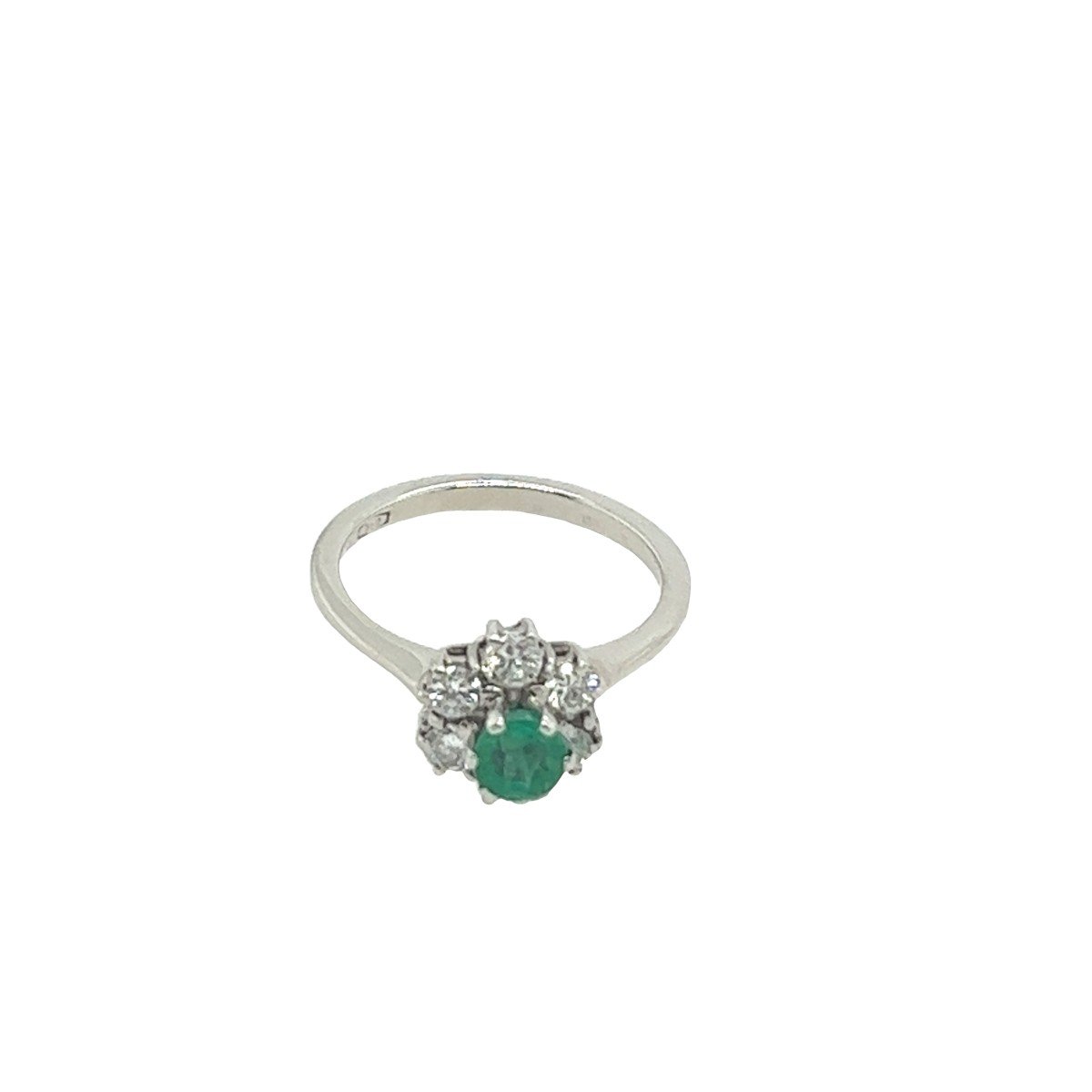 18k White Gold Emerald And Diamond Ring-photo-3