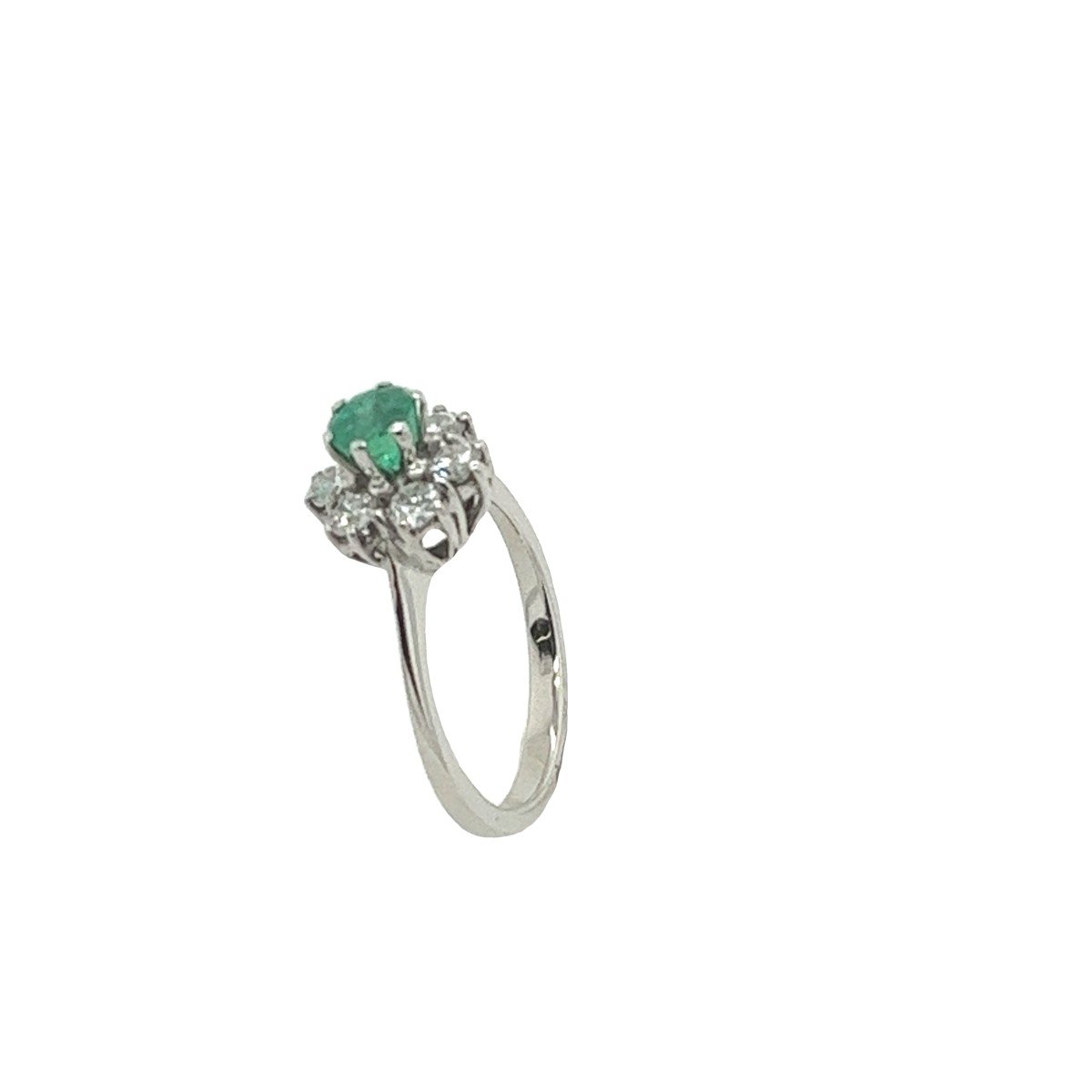 18k White Gold Emerald And Diamond Ring-photo-5