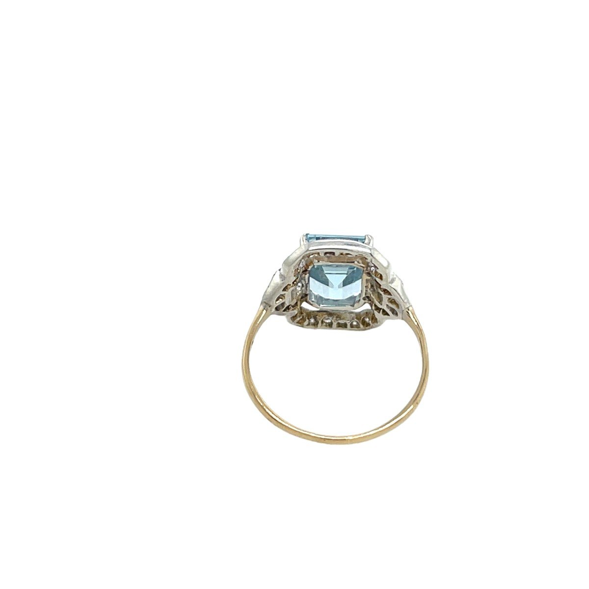 Aquamarine & Diamond Ring Set In 14k Yellow Gold And Silver-photo-3